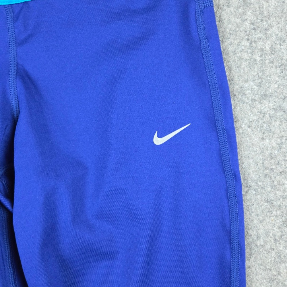 Nike Dri-FIT Running Leggings Womens Medium Blue Crop Capri Tight Activewear - Picture 2 of 11